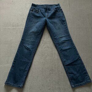 Jag Jeans Pull-On High Rise Straight Leg Women Size 10 Dark Wash Stretch Denim